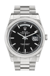 Rolex Day Date 36 Black Dial President Mens Watch 118206
